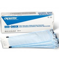 Sterilization Pouch Duo Check Ethylene Oxide (EO) Gas / Steam 3 1/2 X 9 Inch Transparent / Blue Self Seal Paper / Film