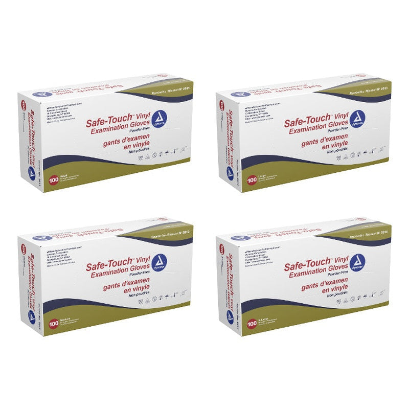 dynarex safe touch vinyl exam gloves powder free 100bx 10cs