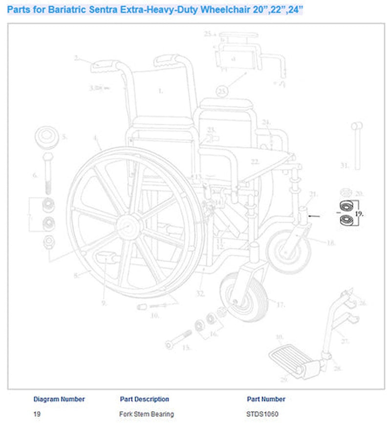 Wheelchair Fork Bearing Only