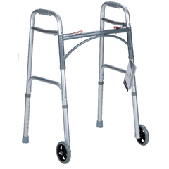 dynarex adult two button folding walker w 5 wheels