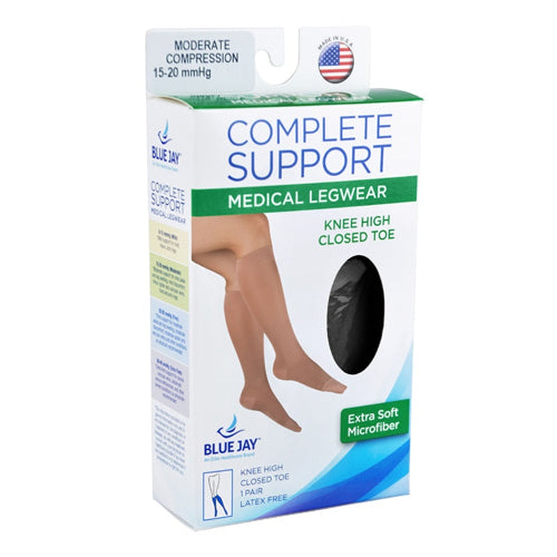 Microfiber Moderate Xl 15-20mmhg Knee Highs Black