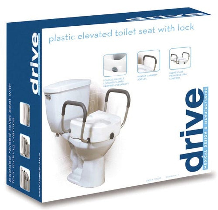 Raised Toilet Seat With Lock & Alum Removeable Arms All Care Store