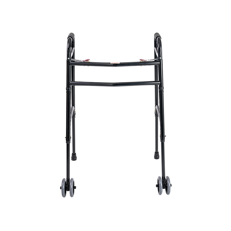 dynarex steel button folding walker with wheels adult