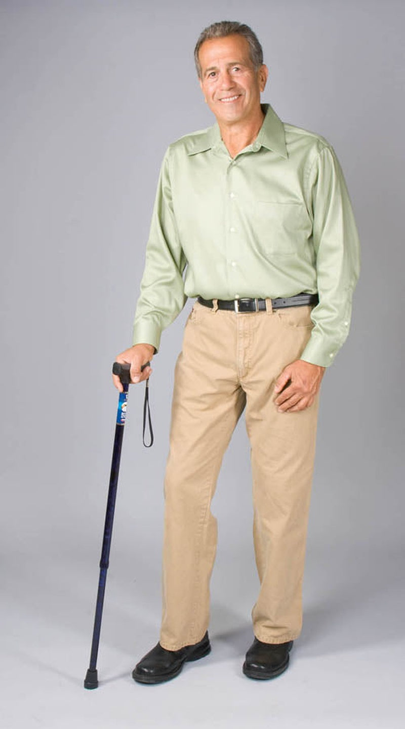 carex soft grip derby cane designer blue