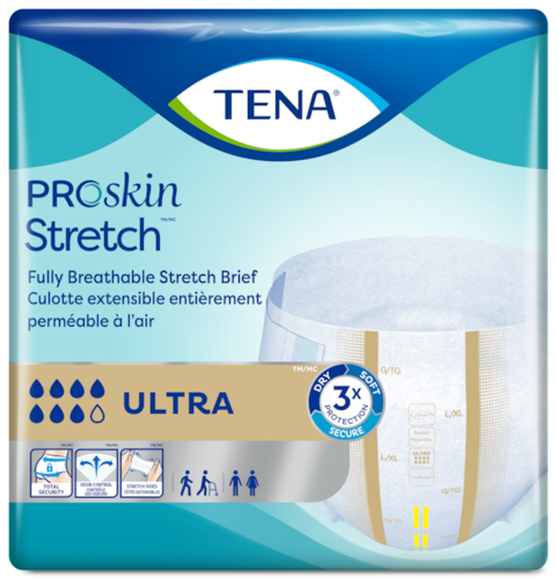 unisex adult incontinence brief tena proskin stretch ultra 2x large disposable heavy absorbency packaging type case