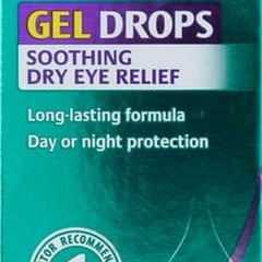 Systane lubricant eye gel packaging with text on a green background