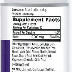 Natrol Biotin - Fast Dissolve - Strawberry - 10000 Mcg - 60 Tablets