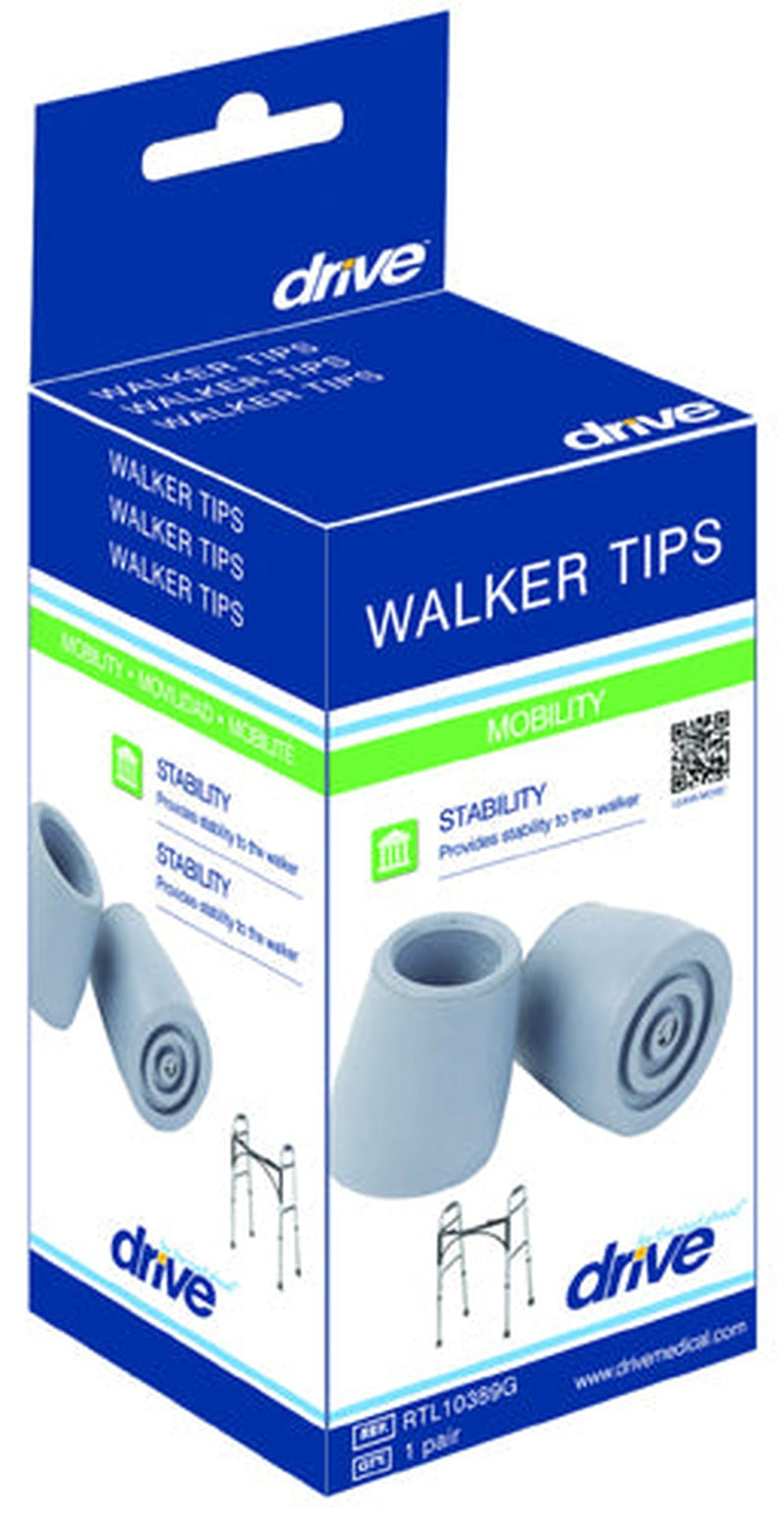 Univ Tips Grey 1 Shaft - Pr. For Crutch Walkers Commodes