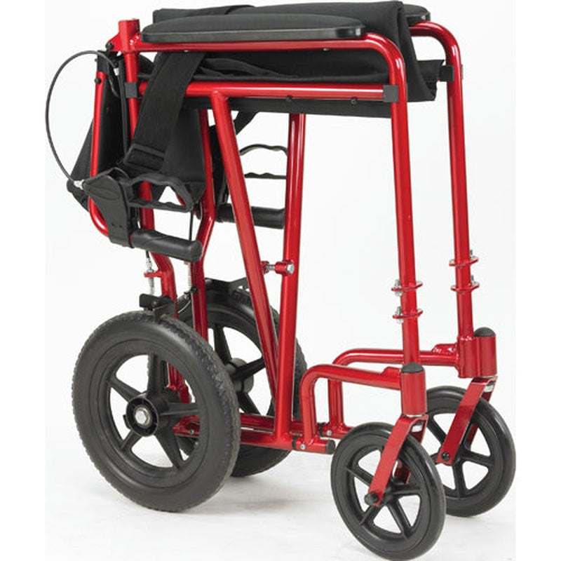 Drive Medical Expedition Aluminum Transport Wheelchair with Padded armrests and Swing-away Footrests ,12 inch Rear Wheels ,300 lbs Weight Capacity ,EXP19RD
