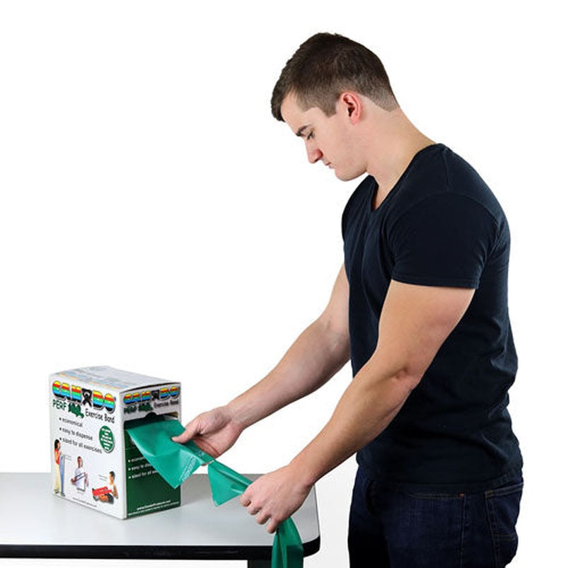 Cando Exercise Band Green Medium 100-yard Dispenser Box