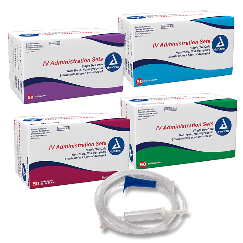 dynarex iv administration sets pack type 40 box per case