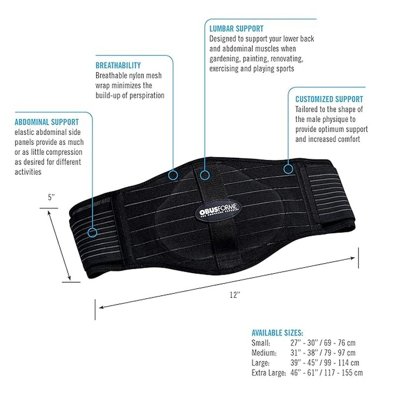Back Belt-male Medium/large Black Obusforme