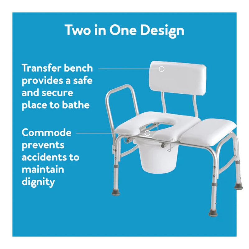 Carex Deluxe Padded Transfer Bench with Opening & Bucket