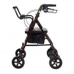 Dynarex 10208 DynaGo Duo Transport Stand up Folding Rollator, 300lbs Capacity Aluminium Red Frame