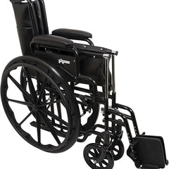 Probasics K2 Wheelchair with flip back removable padded armrests and Elevating Leg rest ,8" x 1" Front 24" Back Wheels ,300 lbs Weight Capacity ,16" x 16" ,WC21616DE