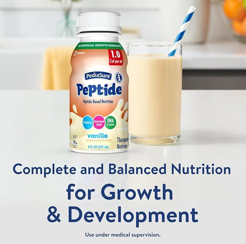 pediatric oral supplement pediasure peptide 1 0 cal chocolate flavor 8 oz bottle liquid peptide malabsorption maldigestion packaging type case