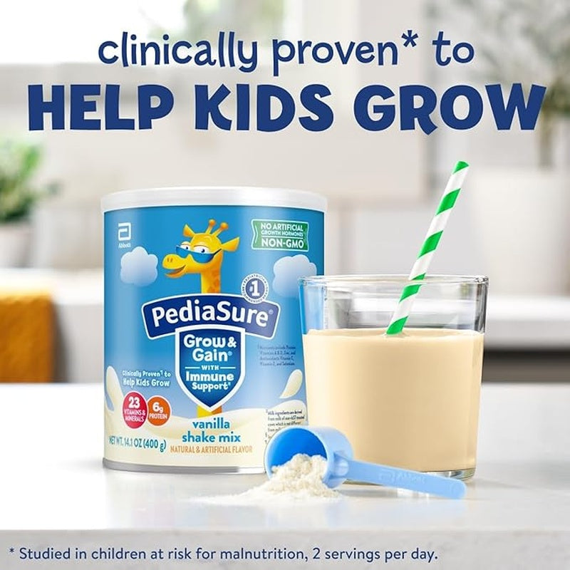 pediasure grow gain shake mix vanilla 14 1 ounce can pediasure grow gain shake mix pediatric oral supplement mk1115294ea