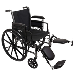 Probasics K3 Lightweight Wheelchair with flip back height adjustable arms and swing-away footrests with heel loops or elevating legrests with composite footplates ,8" x 1" Front 24" Back Wheels ,less than 36 pounds ,16" x 16" ,WC31616DS