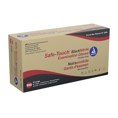 dynarex safe touch black nitrile exam gloves powder free 100bx 10cs