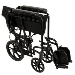 Probasics Expedition Aluminum Transport Wheelchair with Padded full-length permanent armrests and Swing-away Footrests ,12 inch Rear Wheels ,300 lbs Weight Capacity ,TCA191612BK