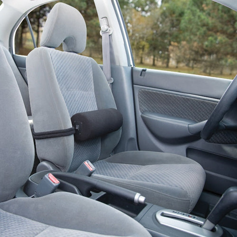 ObusForme supporting roll used as lumbar support on a car seat