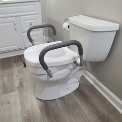 Carex E-Z Lock Raised Toilet Seat w/ Armrests