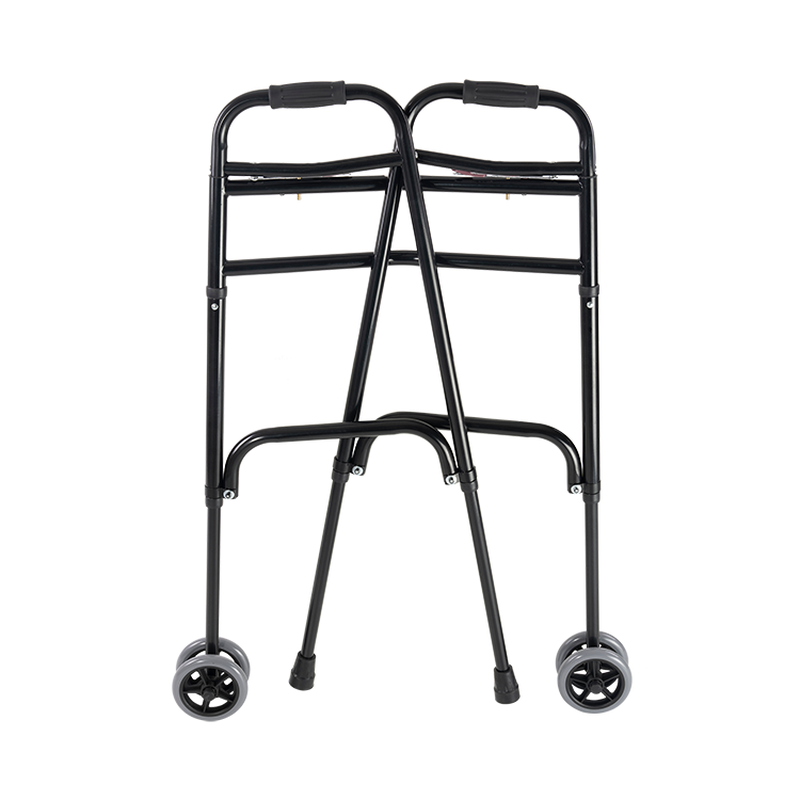 dynarex steel button folding walker with wheels adult