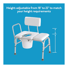 Carex Deluxe Padded Transfer Bench with Opening & Bucket