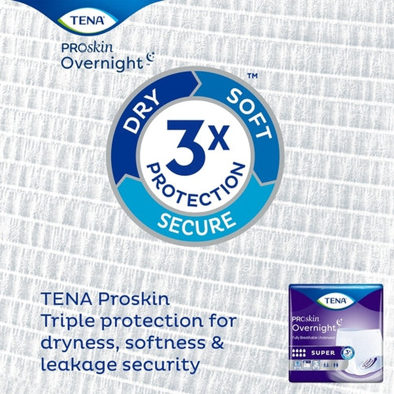 unisex adult absorbent underwear tena proskin overnight super pull on with tear away seams medium disposable heavy absorbency packaging type case