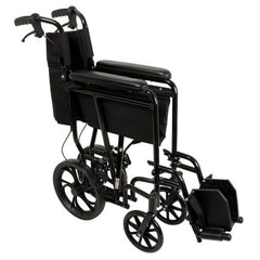 Probasics Expedition Aluminum Transport Wheelchair with Padded full-length permanent armrests and Swing-away Footrests ,12 inch Rear Wheels ,300 lbs Weight Capacity ,TCA191612BK