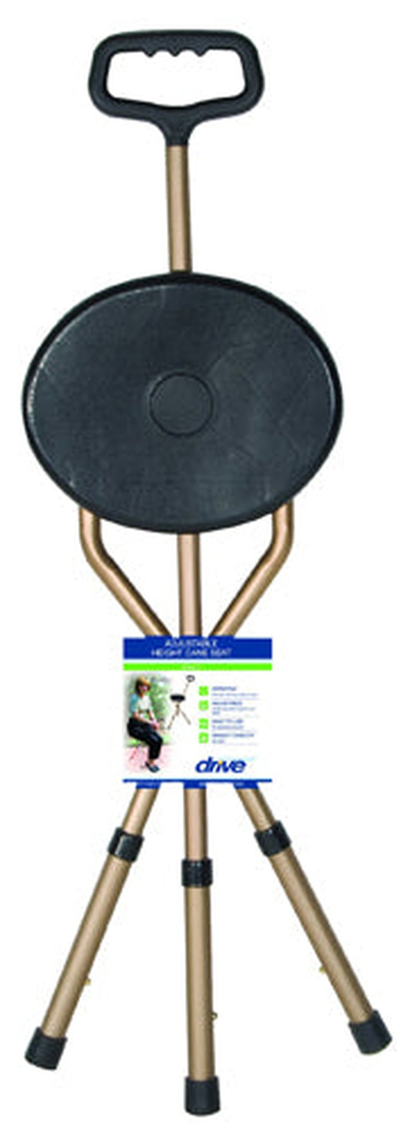 Cane Seat Adjustable W/nylon Handle Bronze Folding