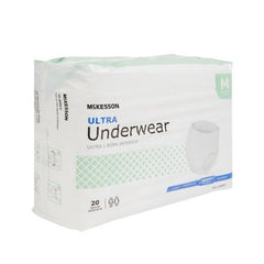 Unisex Adult Absorbent Underwear McKesson Ultra Pull On with Tear Away Seams Medium Disposable Heavy Absorbency | 4BG/Case