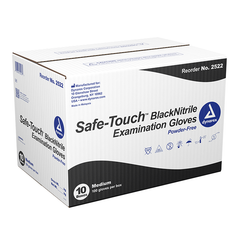 dynarex safe touch black nitrile exam gloves powder free 100bx 10cs