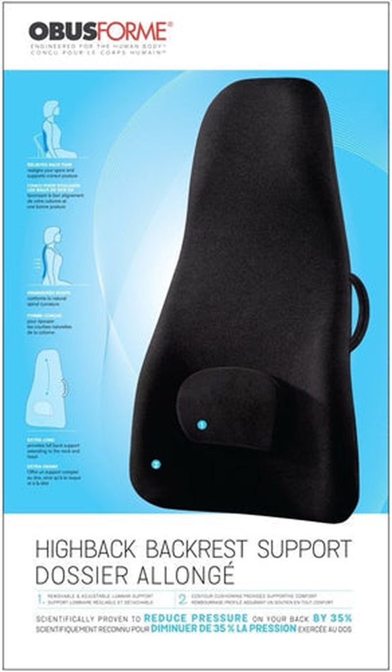 Highback Backrest Support Obusforme Black (boxed) All Care Store