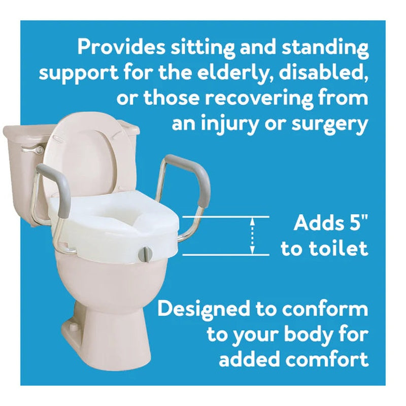 Carex E-Z Lock Raised Toilet Seat w/ Armrests