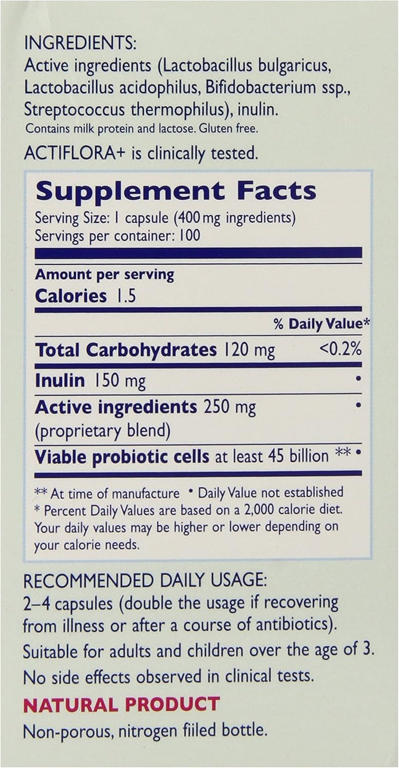 Kendy Usa Prebiotic Probiotic Symbiotic Actiflora Plus - 100 Capsules