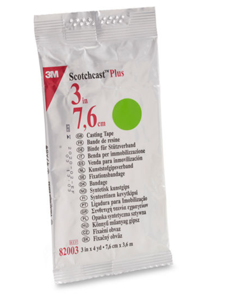 Cast Tape 3M Scotchcast Plus 3 Inch X 12 Foot Fiberglass / Resin Bright Green Box of 10 EA, Packaging Type- Box