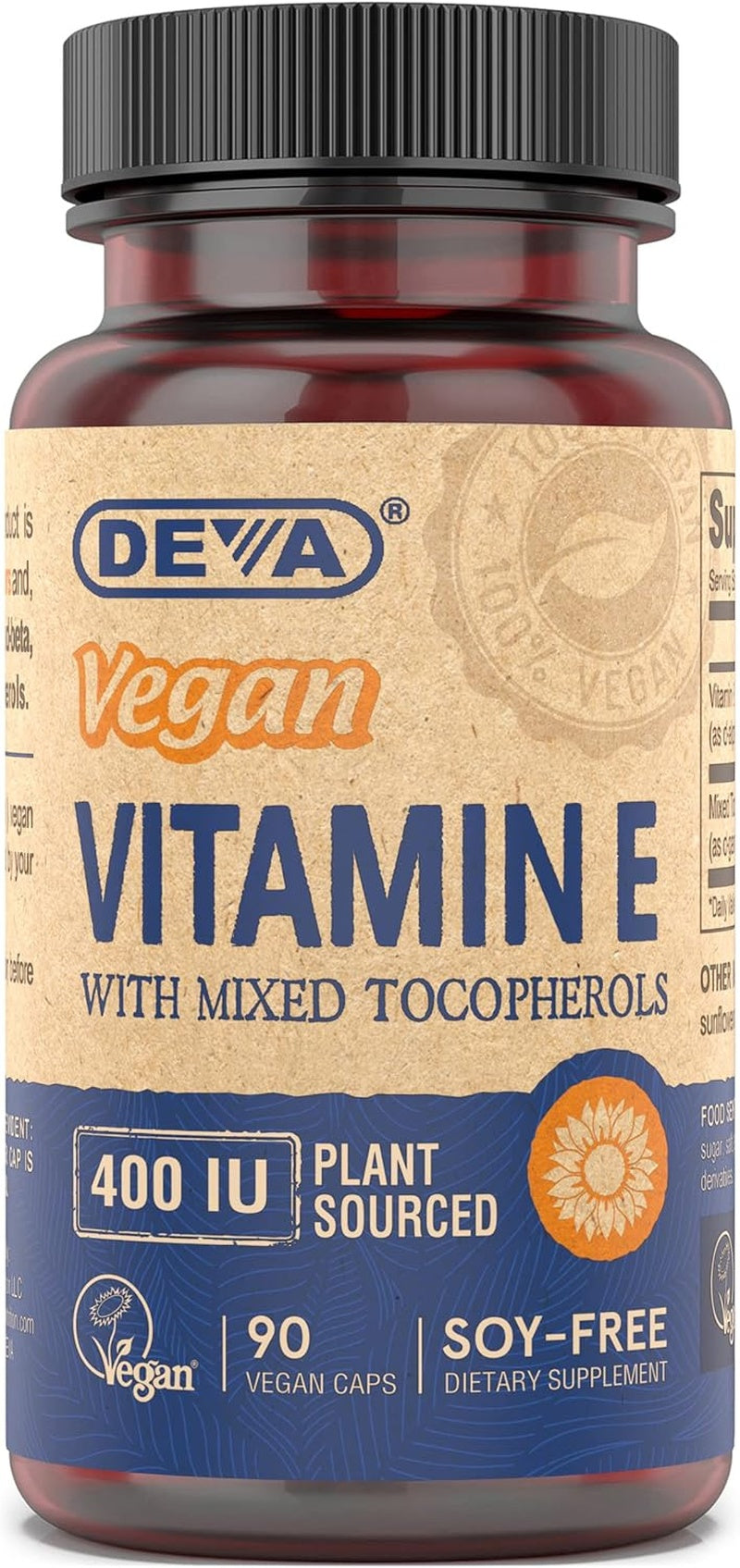 Deva Vegan Vitamins - Vitamin E With Mixed Tocopherols - 400 Iu - 90 Vegan Capsules
