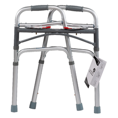 Dynarex Two Button Folding Walker - Lightweight, Adjustable Mobility Aid for Enhanced Stability and Support. Perfect for Seniors and Rehabilitation Use.