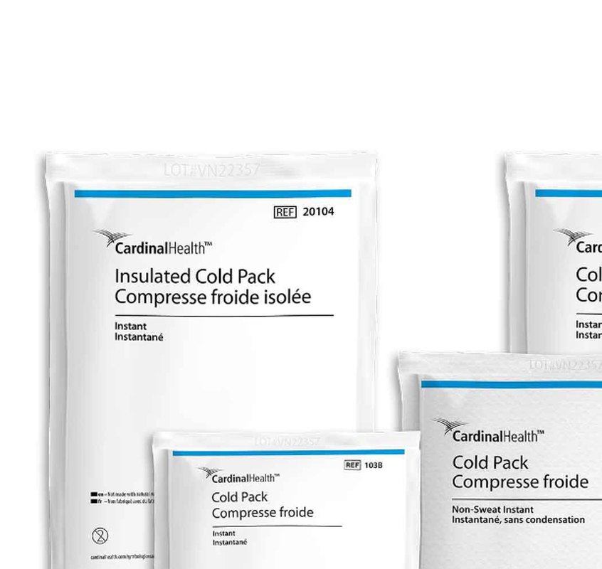 instant cold pack cardinal health general purpose medium 6 x 6 1 2 inch plastic ammonium nitrate water disposable packaging type case