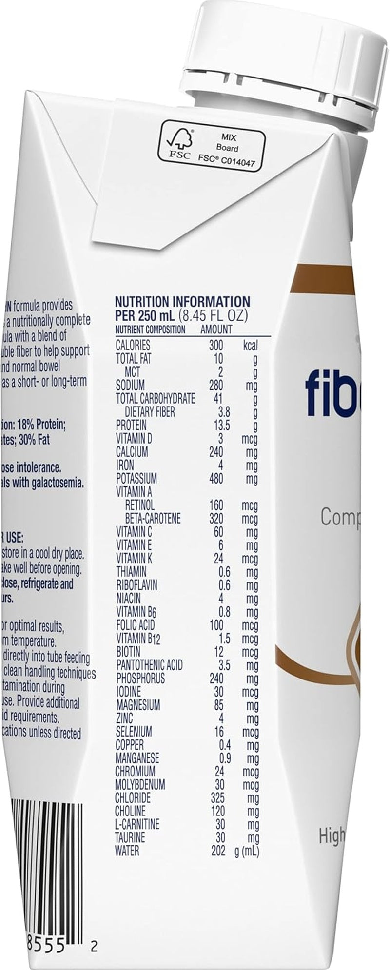 tube feeding formula fibersource hn unflavored liquid 250 ml carton packaging type case