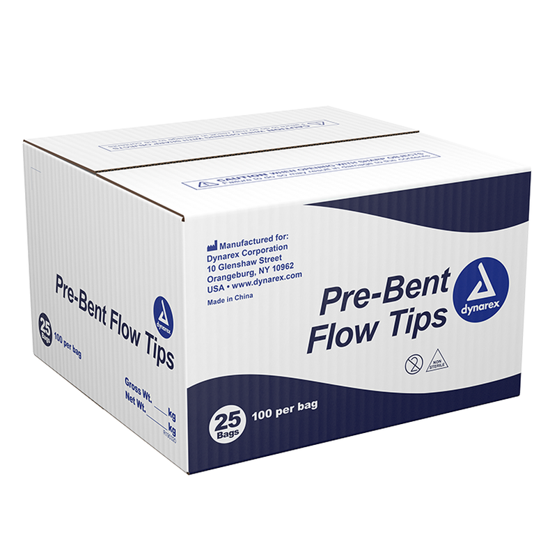 dynarex pre bent flow tips case of 2500 tips