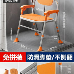one button folding elderly shower chair comfortable cushion bath seat antiskid safety bathroom stool for peace of mind