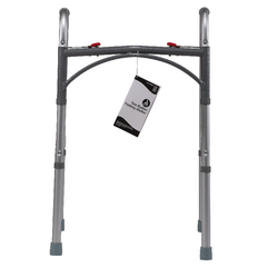 Dynarex Two Button Folding Walker - Lightweight, Adjustable Mobility Aid for Enhanced Stability and Support. Perfect for Seniors and Rehabilitation Use.