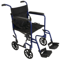 Probasics Aluminum Transport Wheelchair with Padded full-length permanent armrests and Swing-away Footrests ,Composite 8" Wheels ,300 lbs Weight Capacity ,TCA1916BL