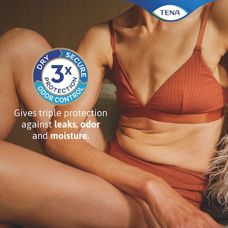 bladder control pad tena sensitive care maximum extra coverage long 15 inch length heavy absorbency dry fast core one size fits most packaging type case
