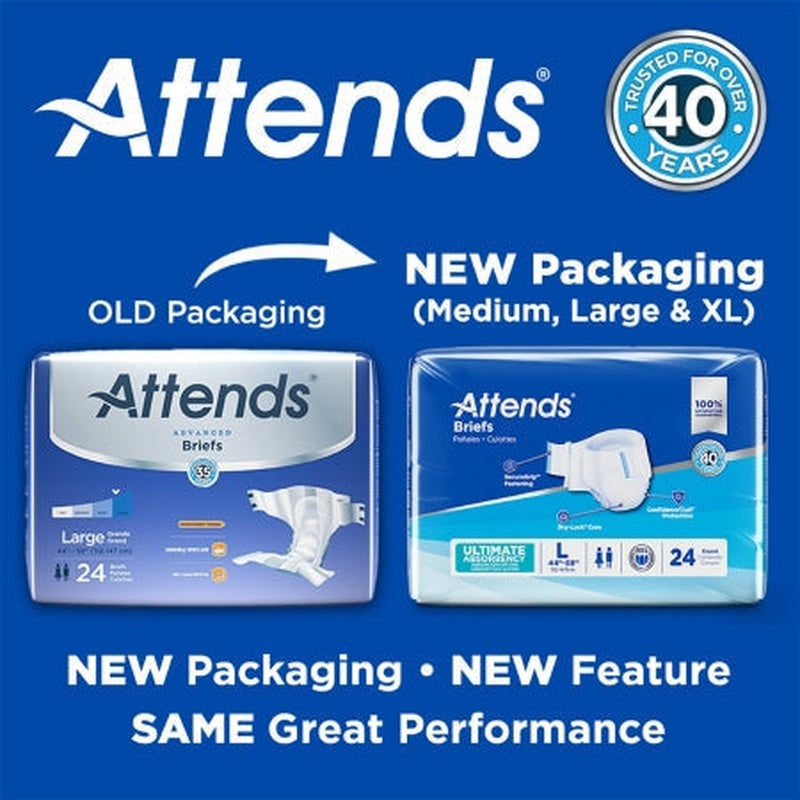 unisex adult incontinence brief attends advanced large disposable heavy absorbency packaging type case
