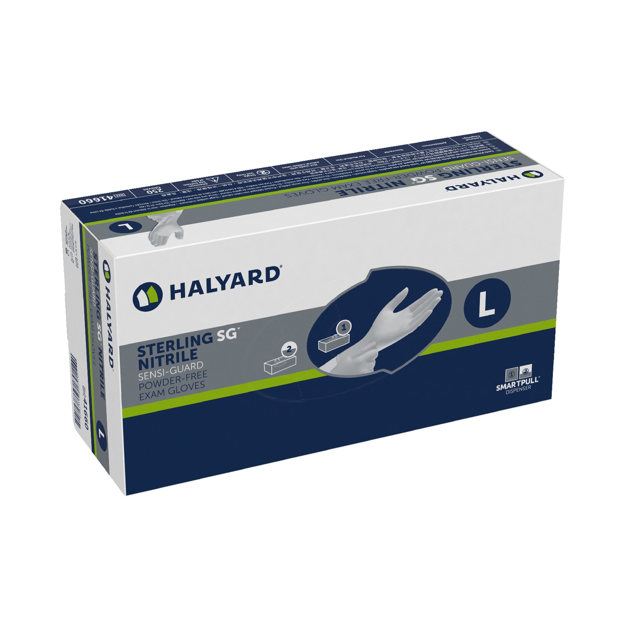 Exam Glove STERLING SG Large NonSterile Nitrile Standard Cuff Length Textured Fingertips Silver Chemo Tested