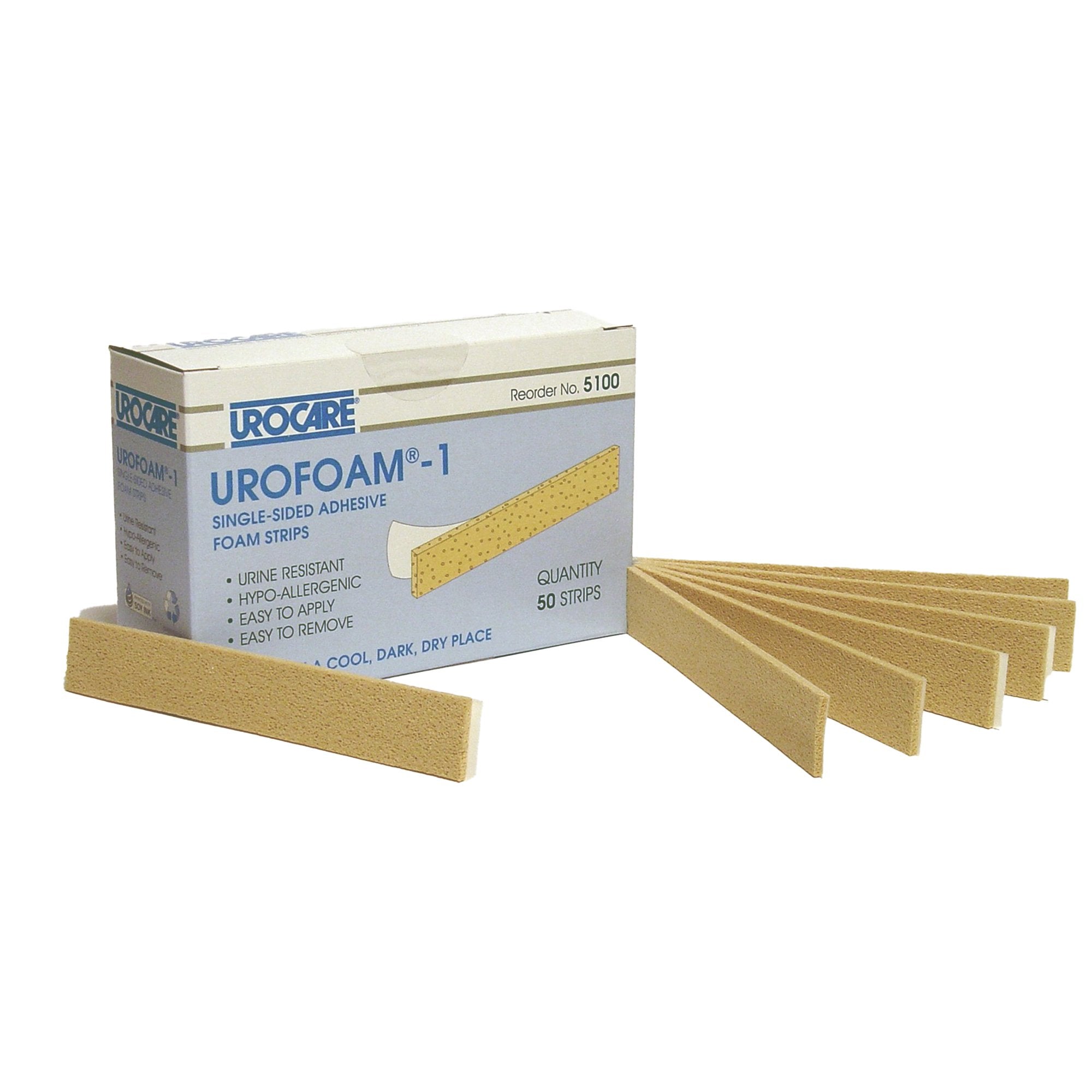 Adhesive Foam Strips Urofoam 1 Sided, NonSterile, 0.09 X 1 X 5.75 Inch