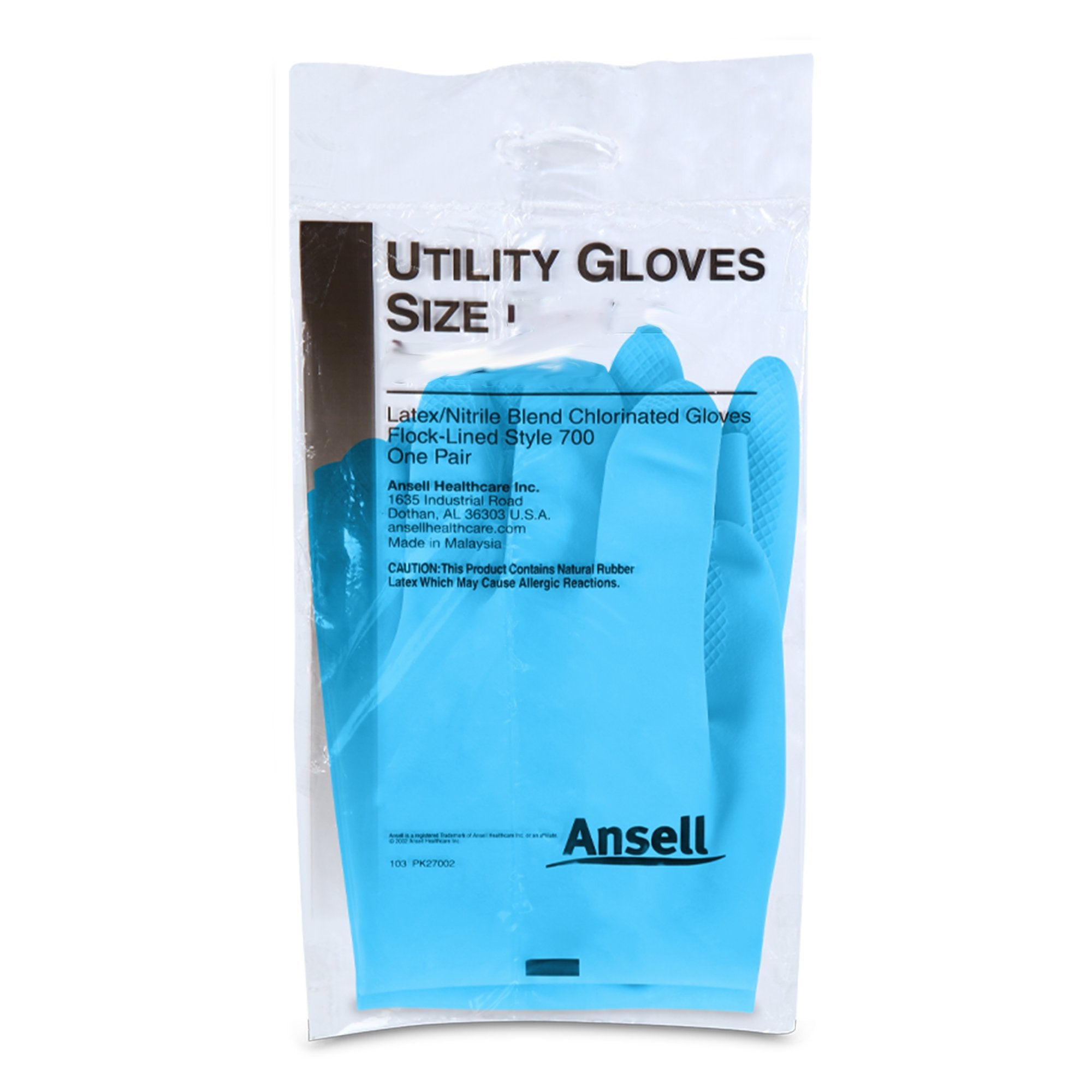 Utility Glove Medium Flock Lined Latex / Nitrile Blue 13 Inch Straight Cuff NonSterile